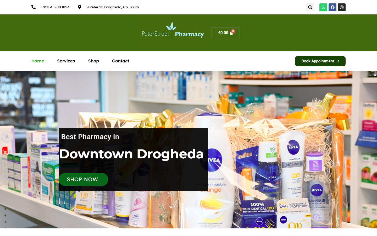 Peter Street Pharmacy website screenshot