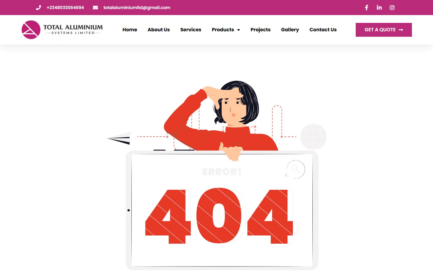 Total Aluminium Systems website screenshot
