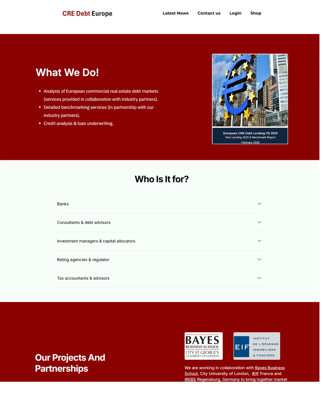 CRE Debt Europe website screenshot