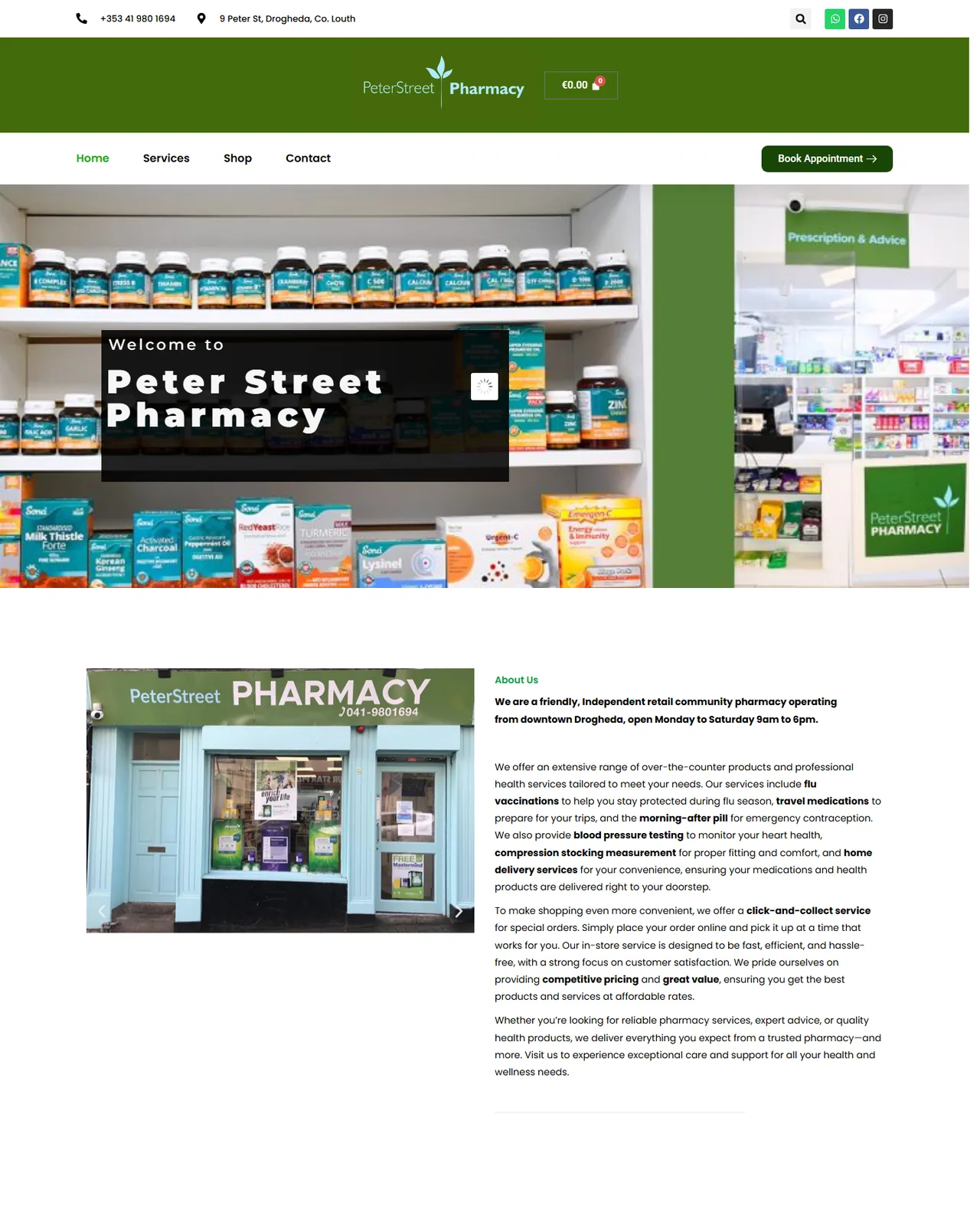 Peter Street Pharmacy website screenshot