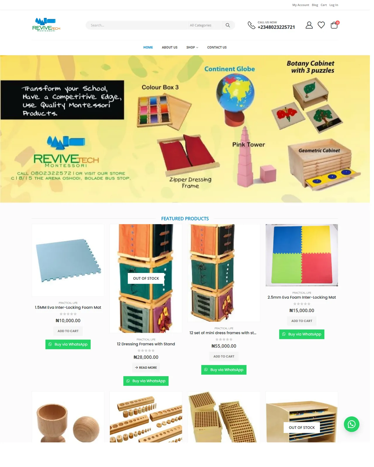 Revive Montessori website screenshot